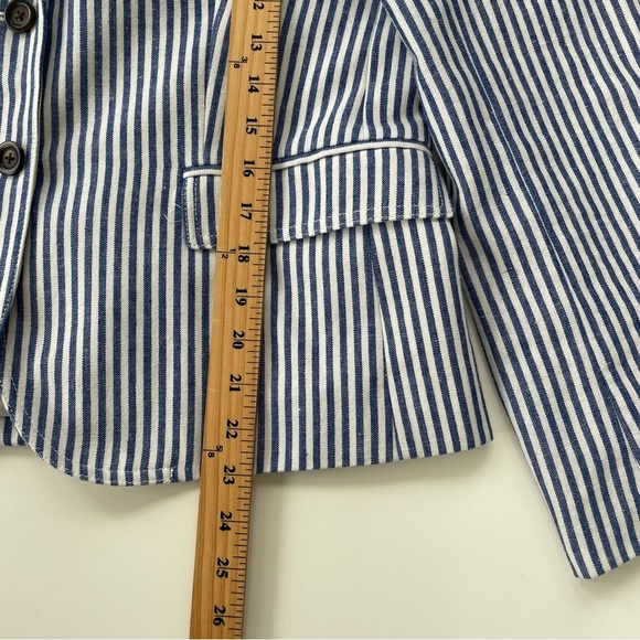 J.Crew Factory Women's Preppy Blue Ivory Stripe Striped Blazer Size 14 - Picture 8 of 8